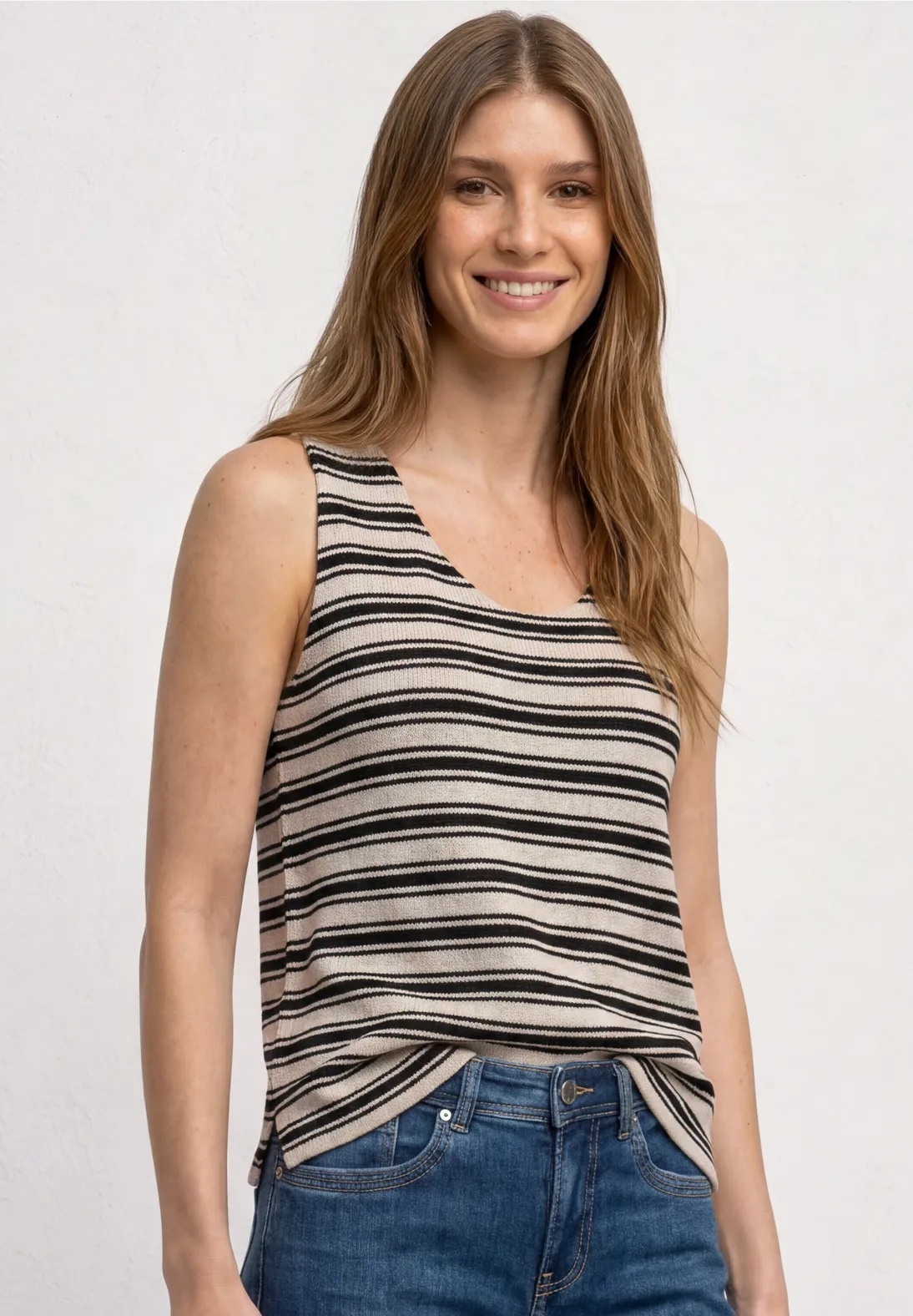 Knit Look Stripe Top - Black - Street One