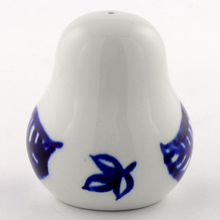 Gunvor Olin-Grönqvist (Köökki 1960) Rounded Shaker with Hand-Painted Blue Flower Decor 6 cm (2)