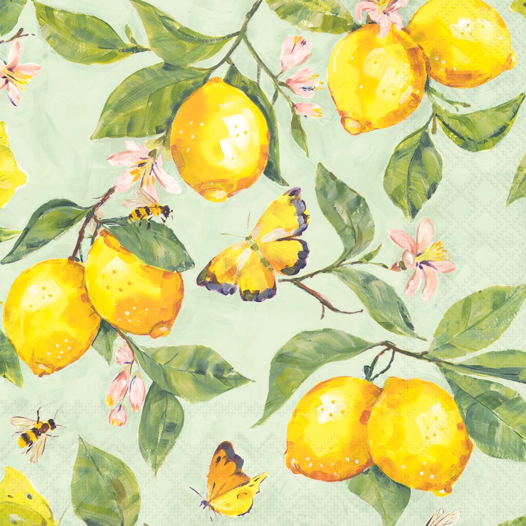 Servetter - Fresh Lemons - green