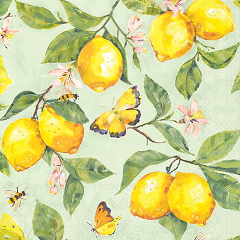 Servetter - Fresh Lemons - green