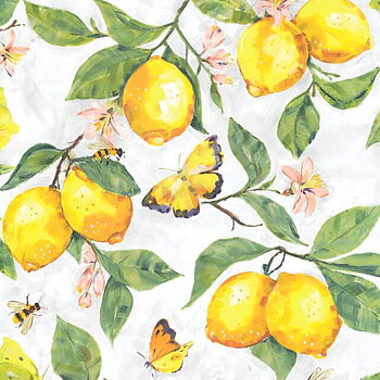 Servetter - Fresh Lemons - white