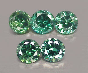 5 lujosos diamantes verdes azules naturales genuinos redondos de 1,6 mm - 2