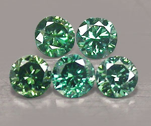5 lujosos diamantes verdes azules naturales genuinos redondos de 1,6 mm