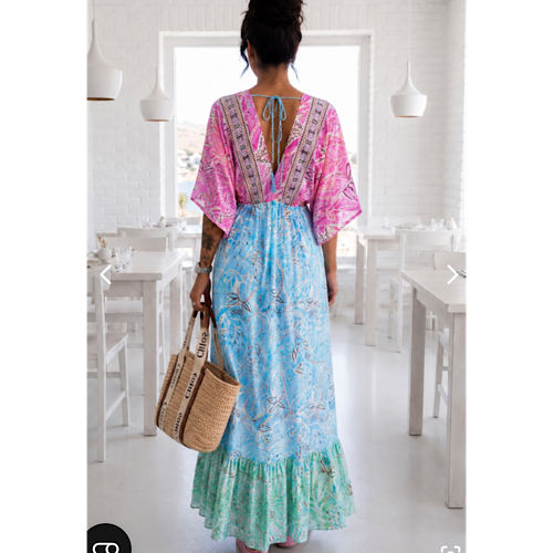 Starlet Bohemisk Klänning Rosa Turquoise – smickrande passform - 3