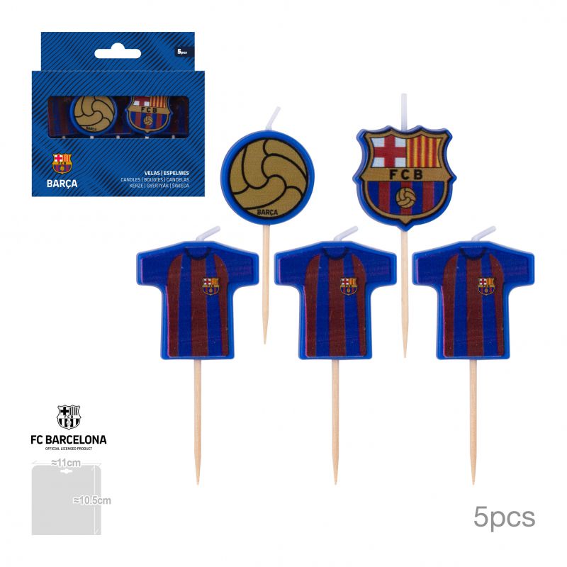 FC Barcelona Födelsedagsljus med tröjor, klubbmärke och fotboll – 5 st.