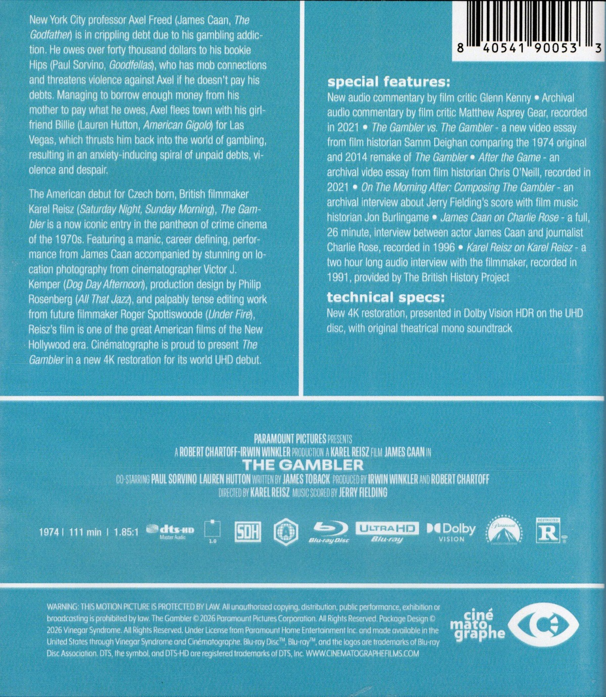 The Gambler (ej svensk text) (4K Ultra HD + Blu-ray) - 2