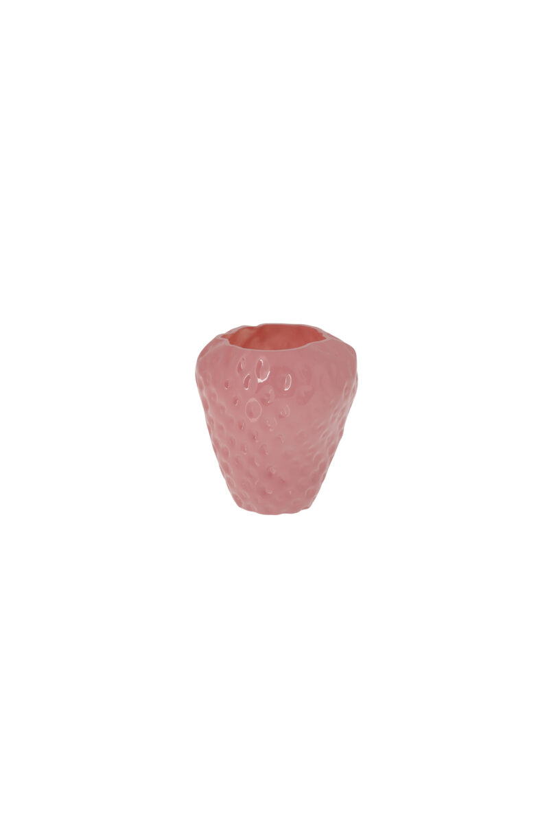 Vas - Jordgubbe - Rosa - Keramik - 9x9x10 cm - 3