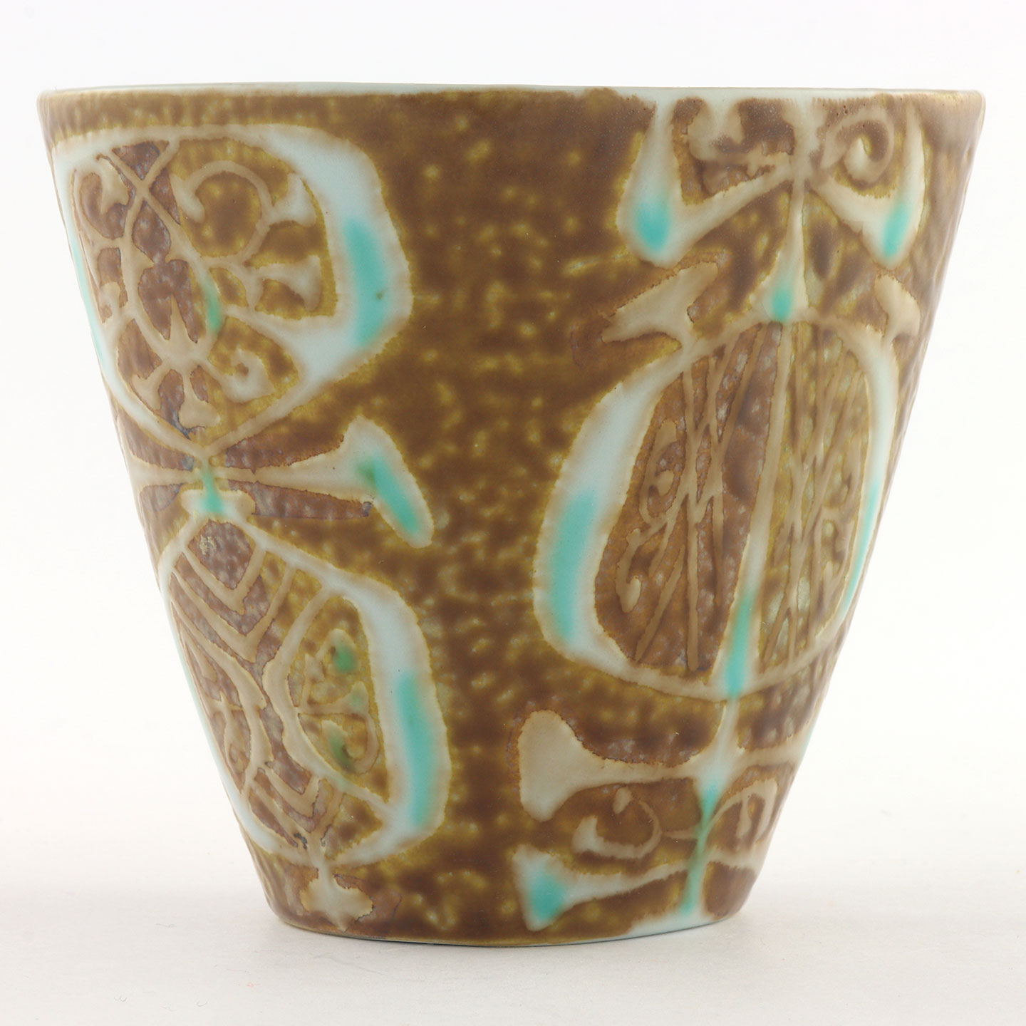 Nils Thorsson (Baca 1965) Brown/Turquoise Widening Vase 9/8 cm