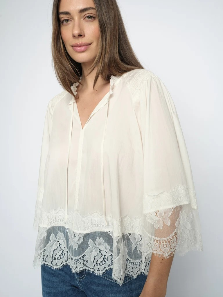 MMEisa Tess 3/4 Lace Blouse - Mos Mosh