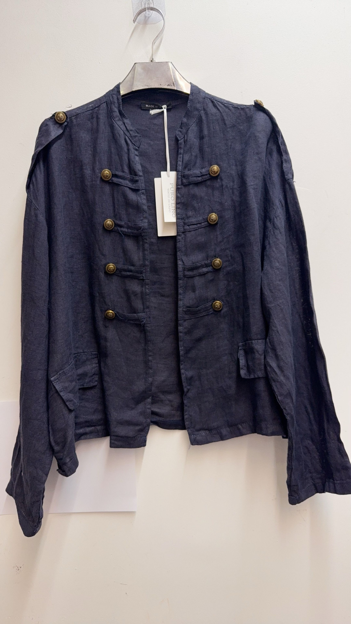 Military jacket linen navy - 2