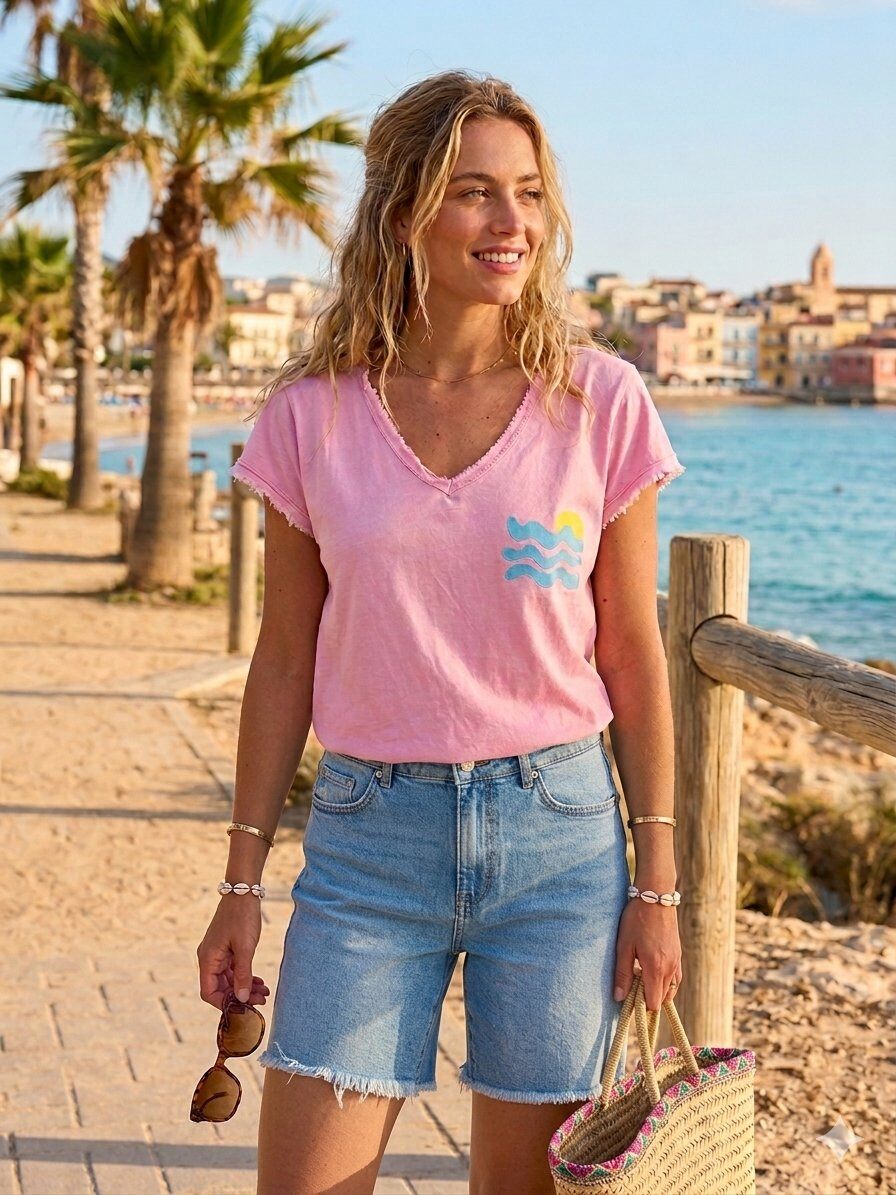 T-shirt Cote d´Azur pink/blue