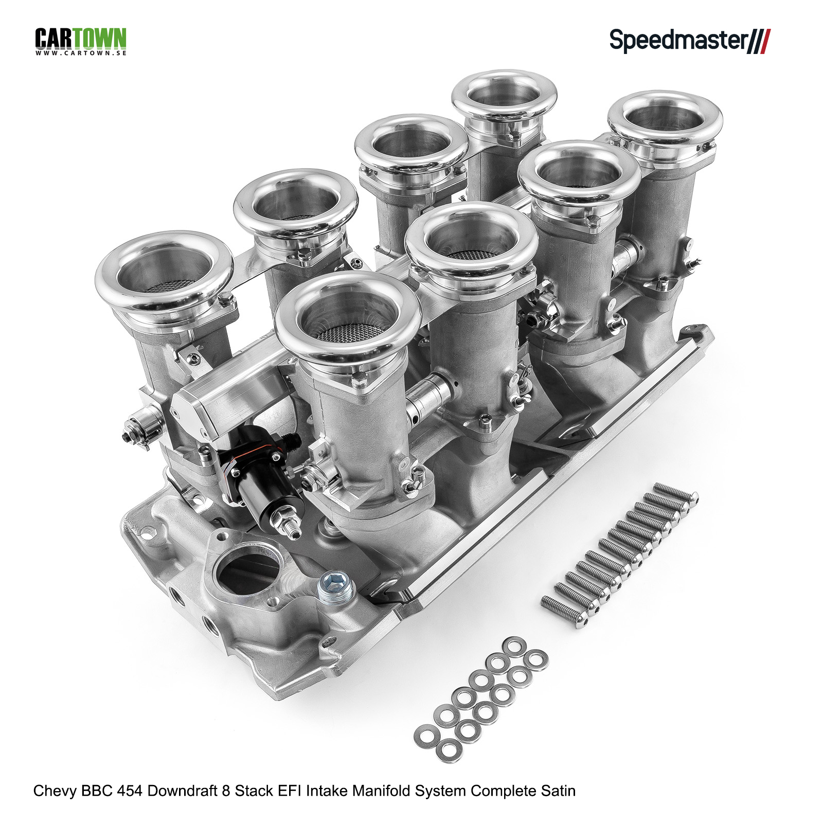 Chevy BBC 454 Downdraft 8 Stack EFI Intake Manifold System Complete Satin - 2