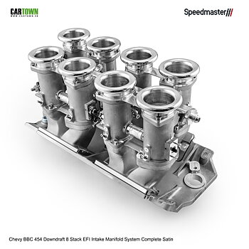 Chevy BBC 454 Downdraft 8 Stack EFI Intake Manifold System Complete Satin