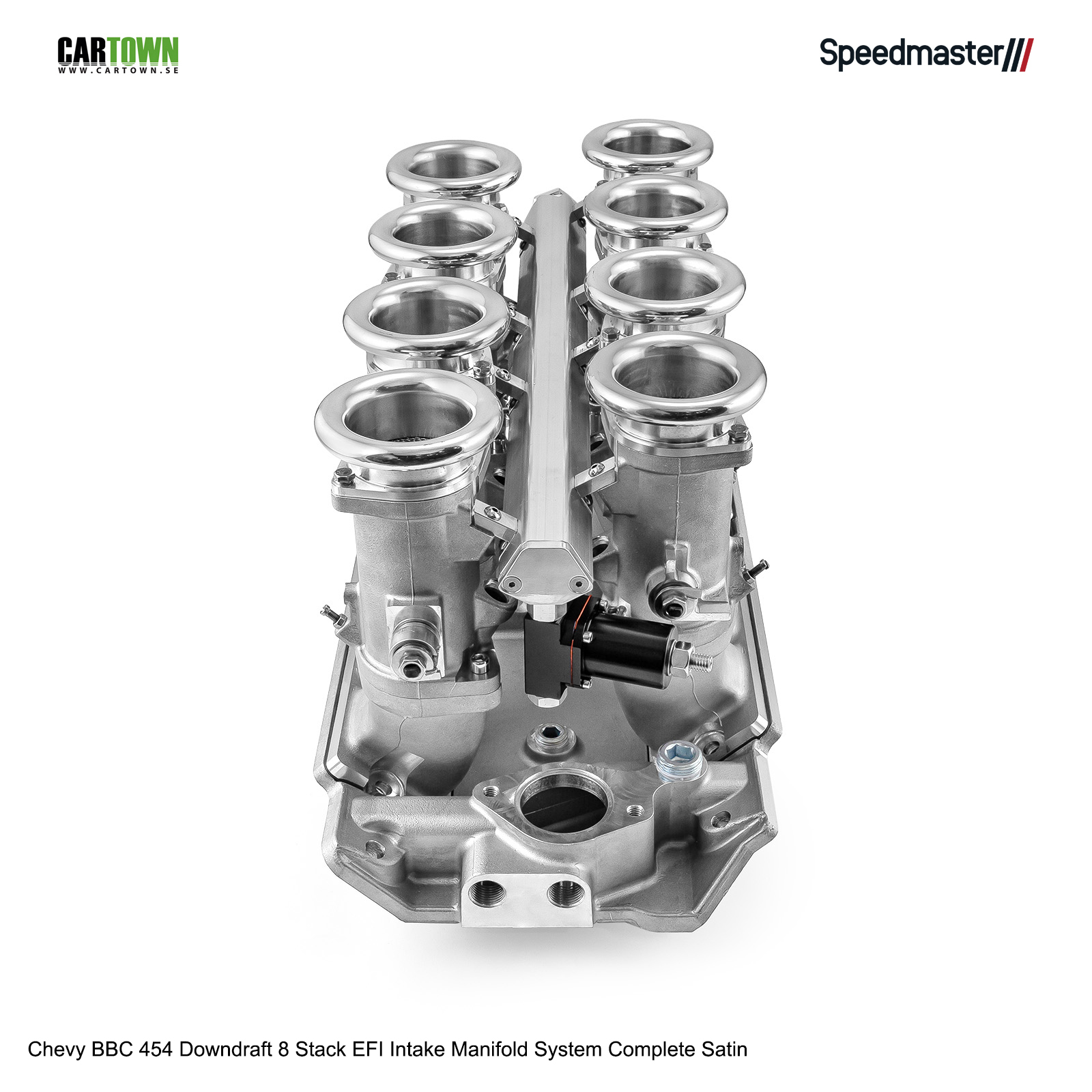 Chevy BBC 454 Downdraft 8 Stack EFI Intake Manifold System Complete Satin - 4