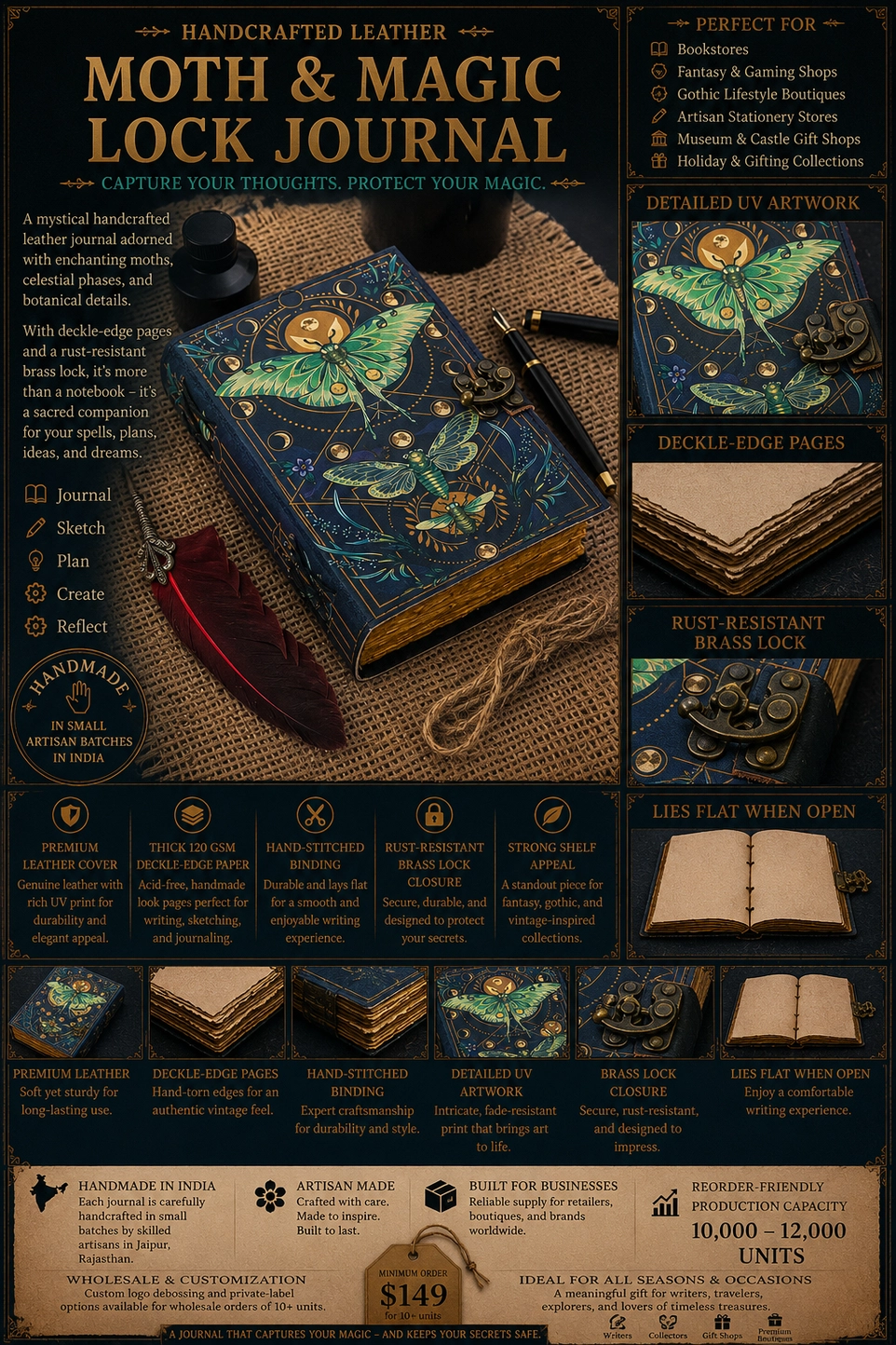 Läderjournal med Fjärilsmotiv i Äkta Läder –R K Handicrafts Craft Junky - 6