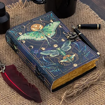 Läderjournal med Fjärilsmotiv i Äkta Läder –R K Handicrafts Craft Junky