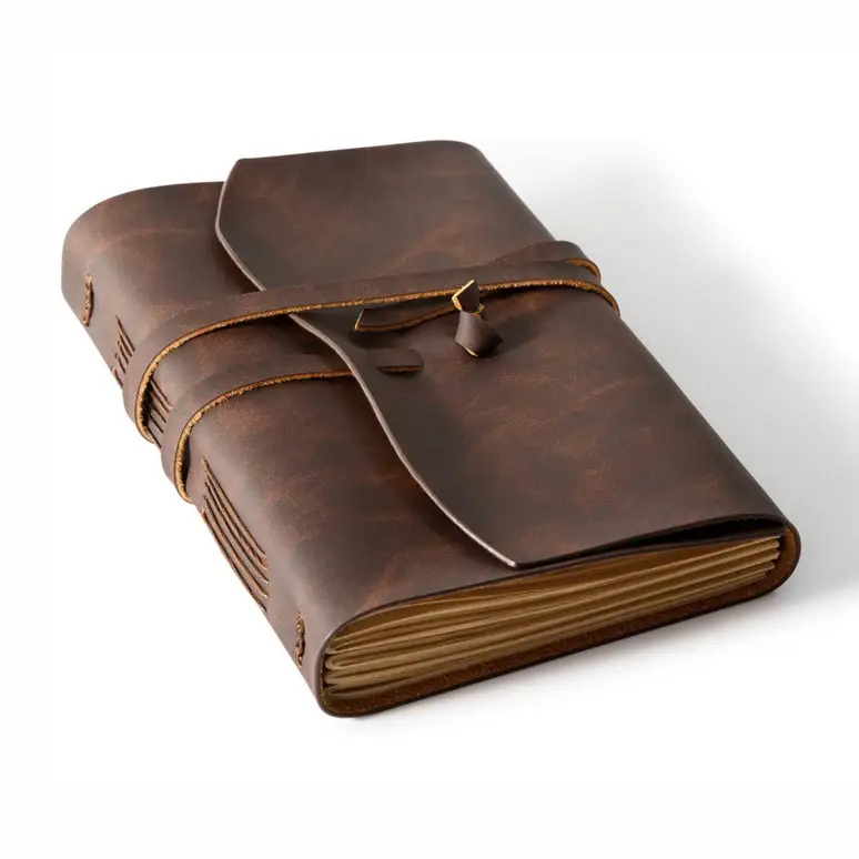 Skrivbok  i äkta läder med linjerade craft-sidor – R K Handicrafts Craft Junky