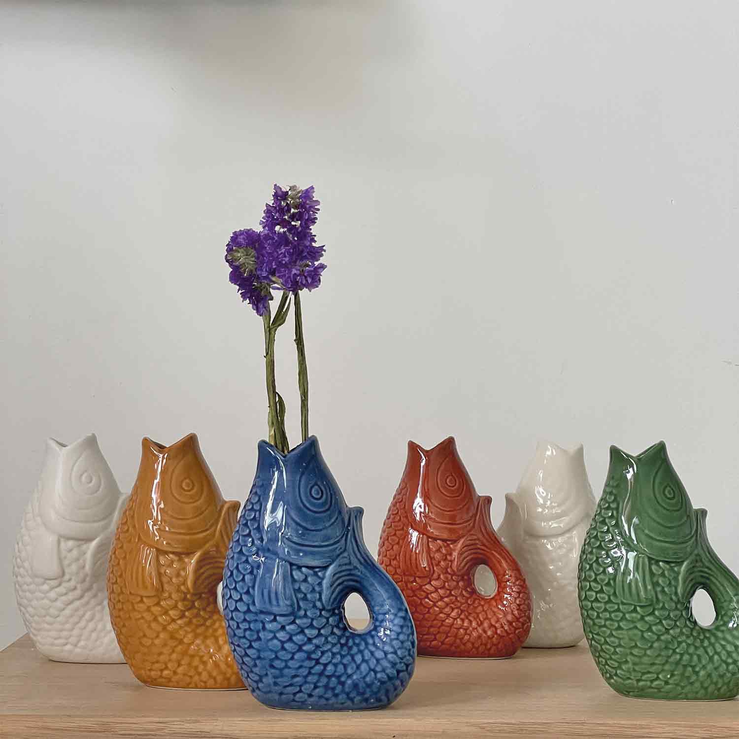 Vase jug fish small blue - 3