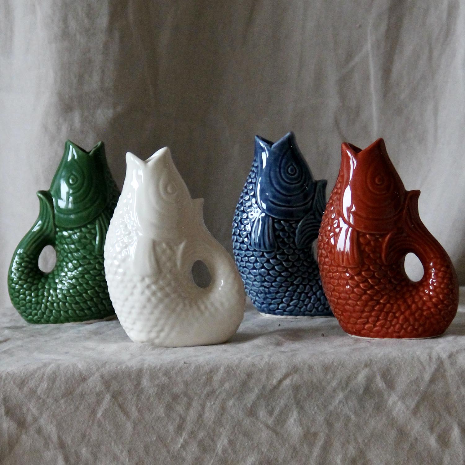 Vase jug fish small white - 4