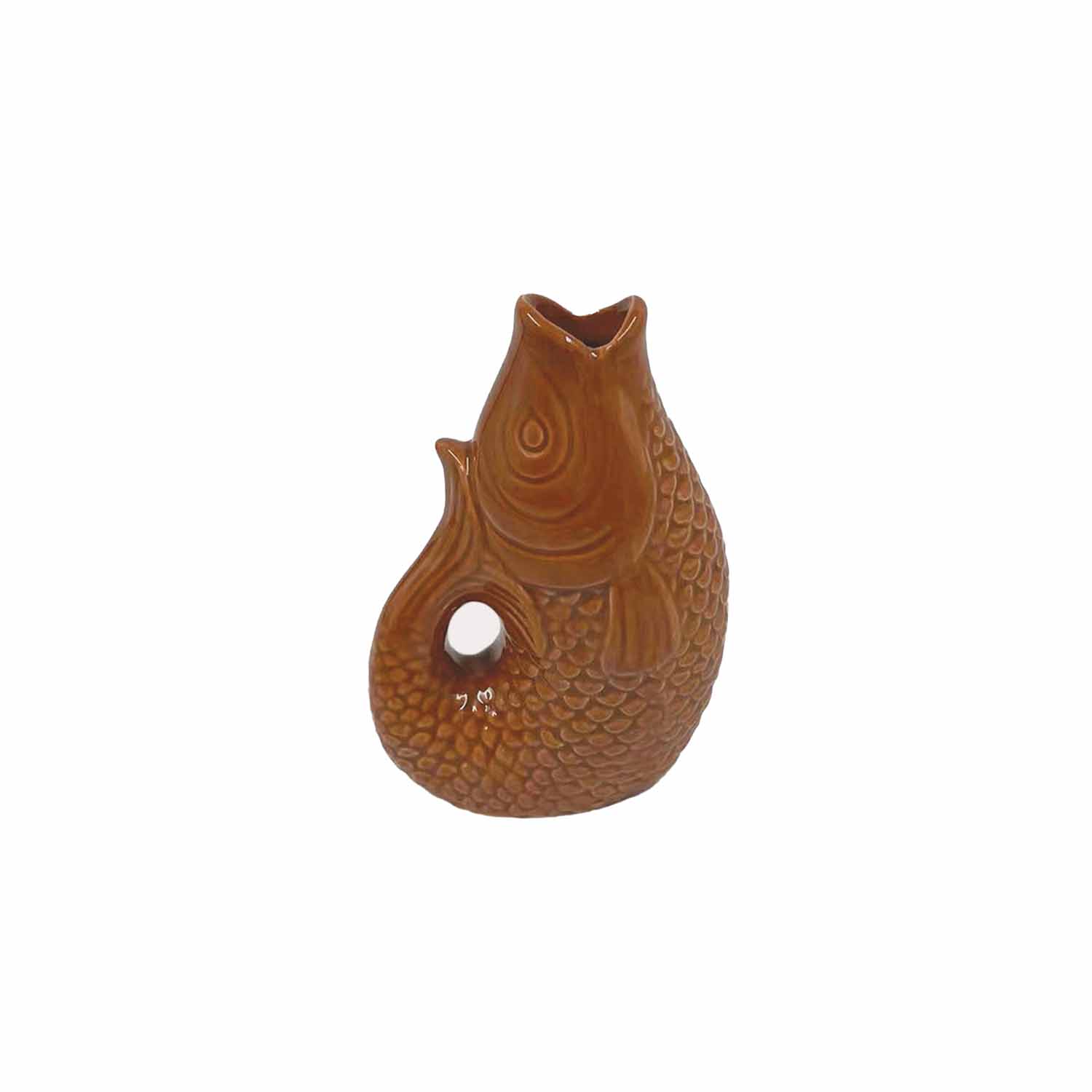 Vase jug fish small brown