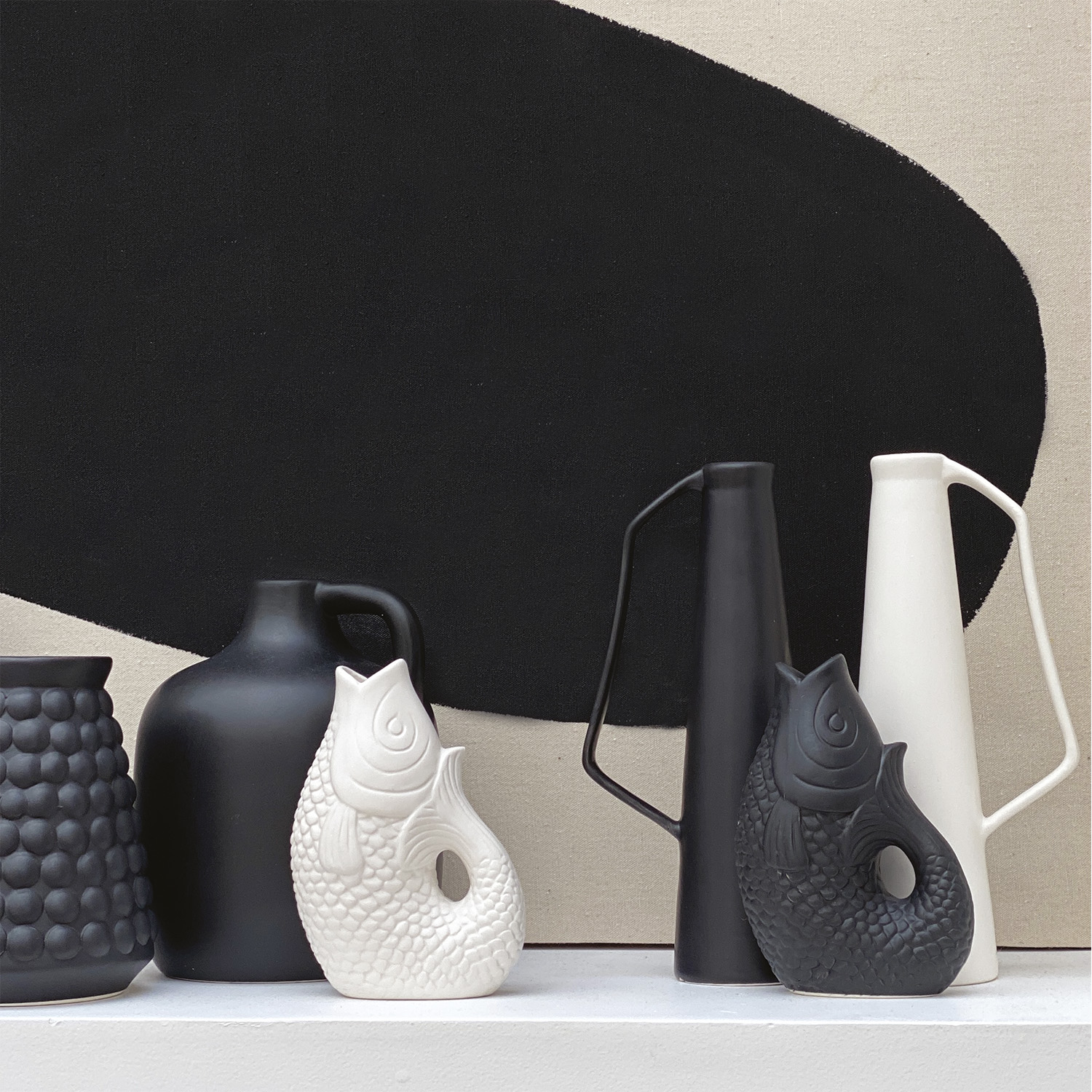 Vase jug fish small black - 2
