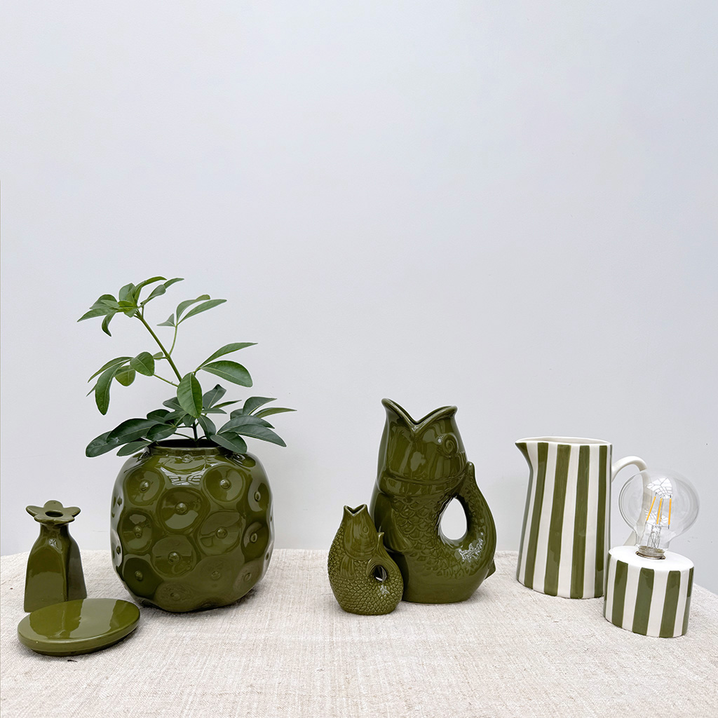 Vase jug fish small khaki - 2