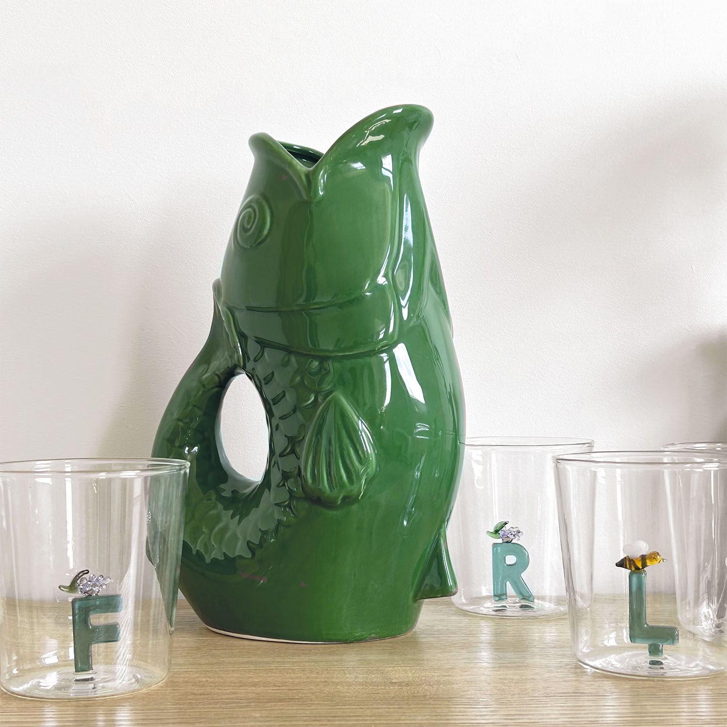 Vase jug fish large green - 2