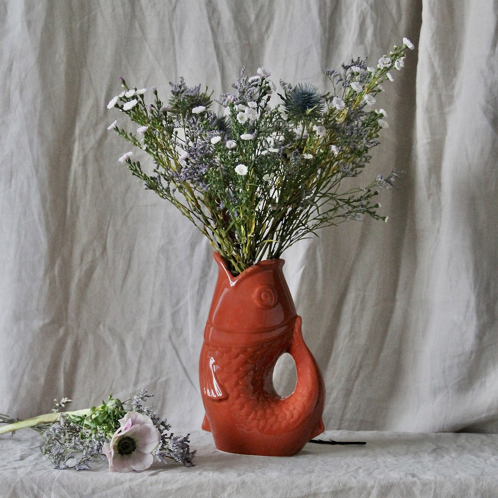 Vase jug fish large terracotta - 2
