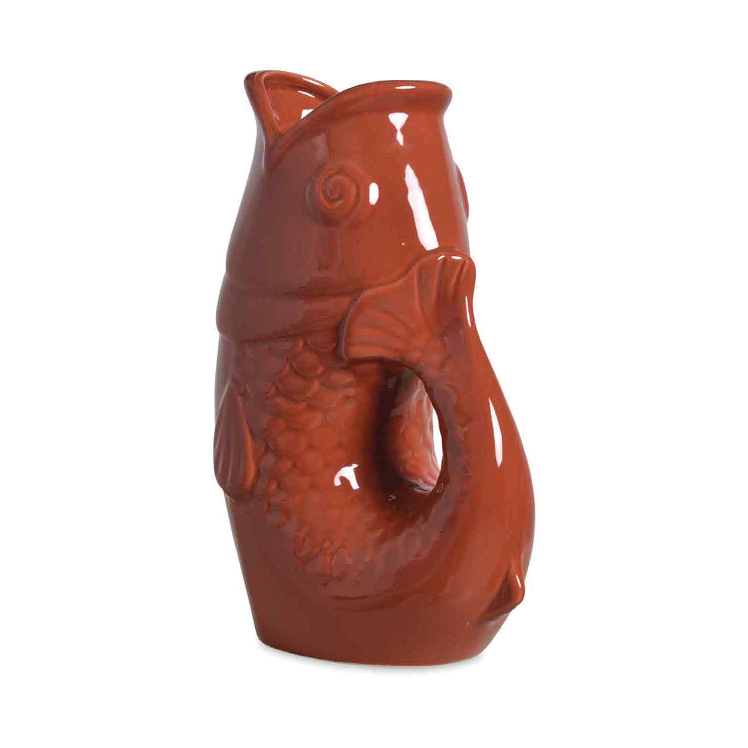 Vase jug fish large terracotta - 4