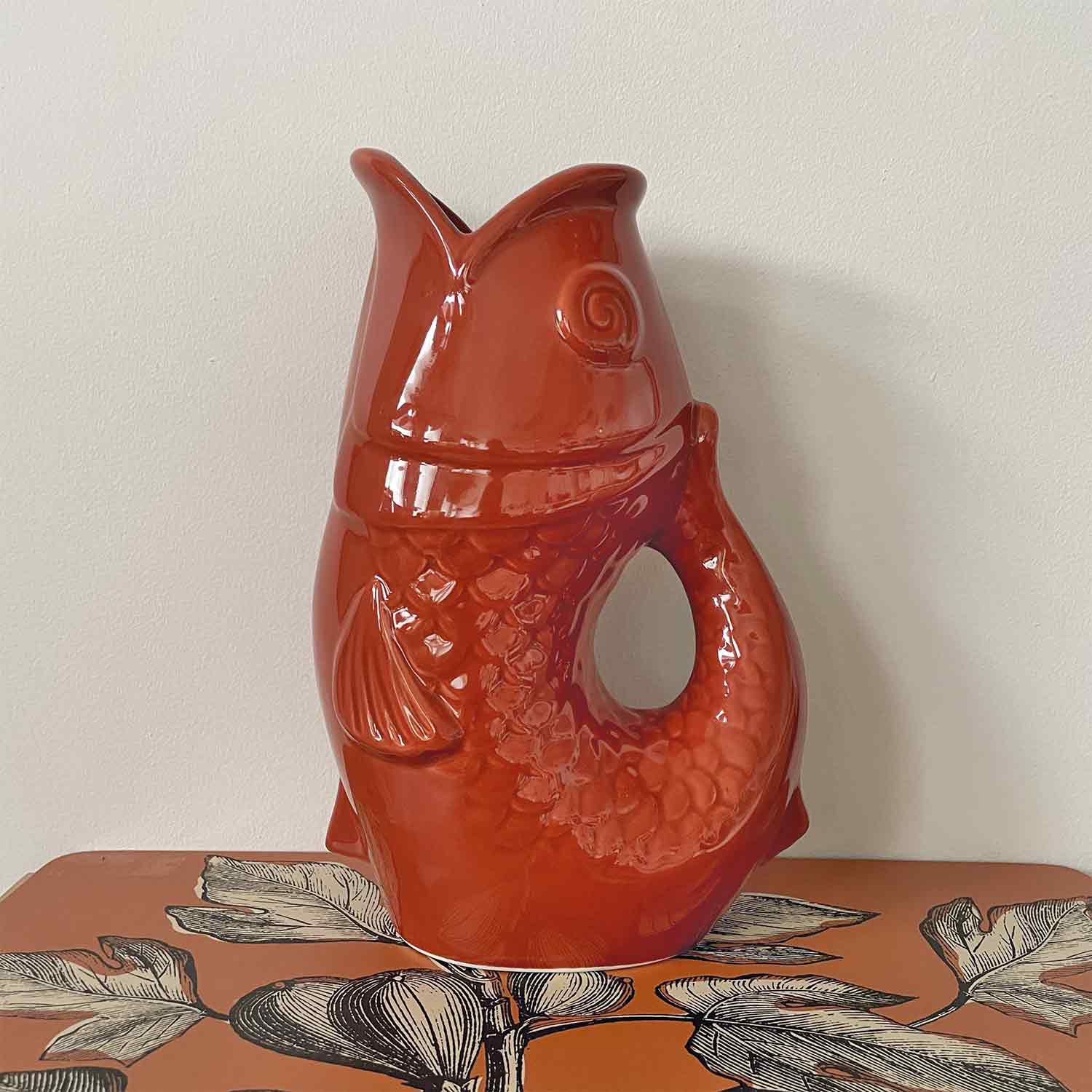 Vase jug fish large terracotta - 3