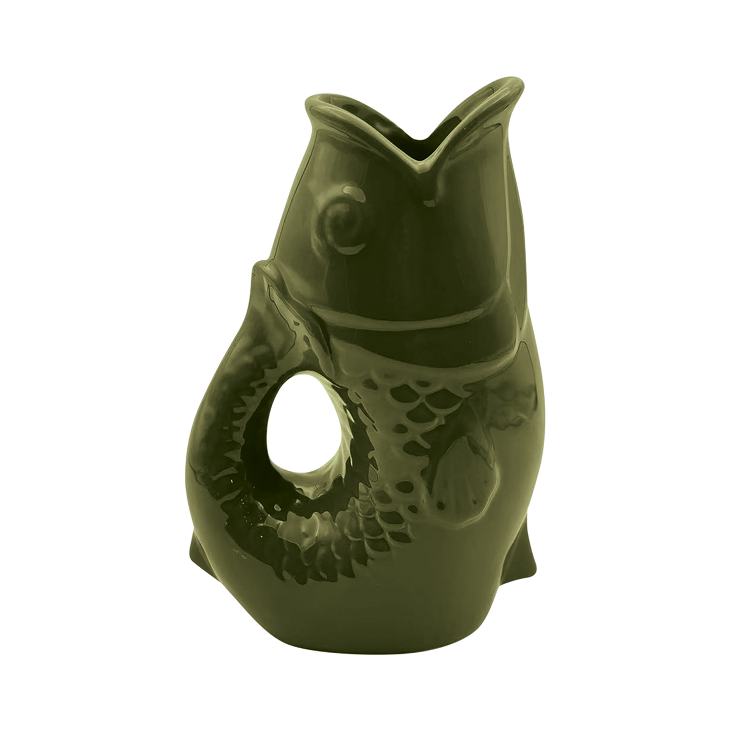 Vase jug fish large khaki
