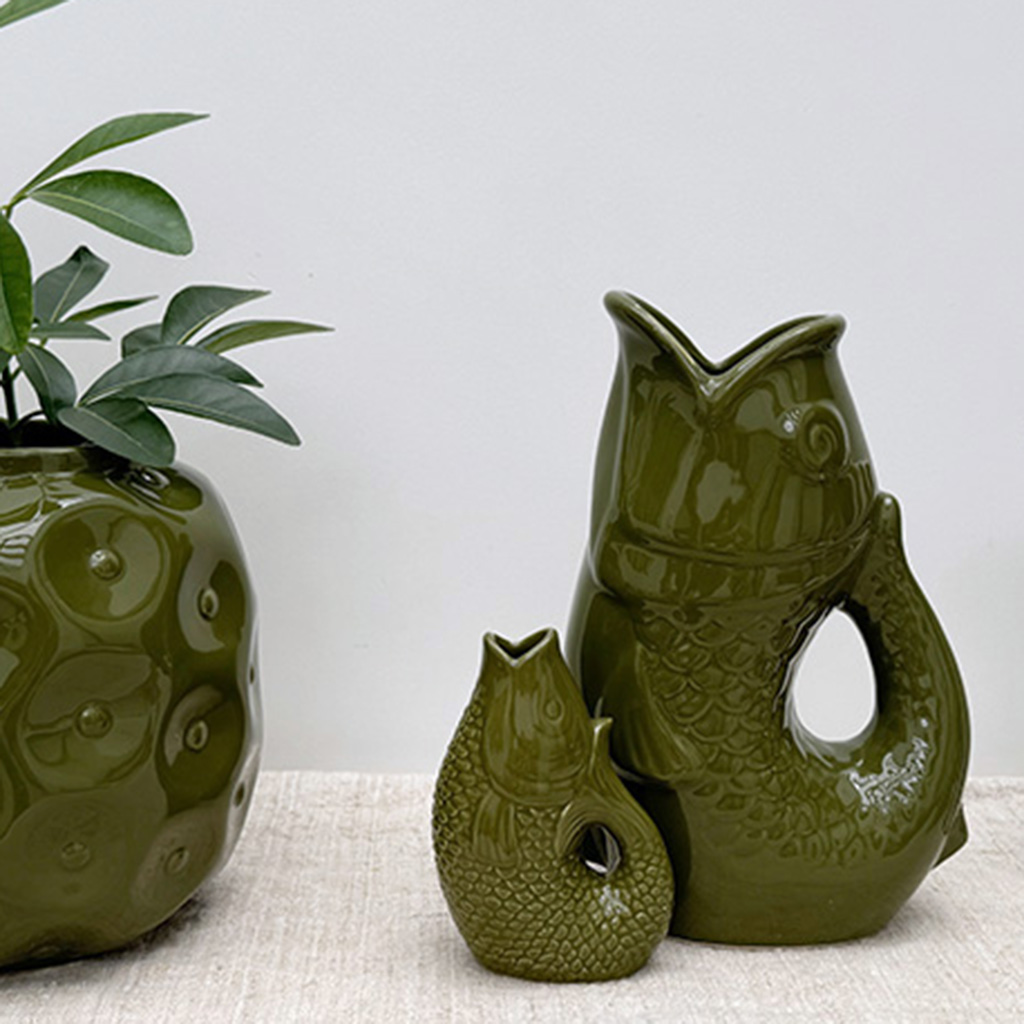 Vase jug fish large khaki - 2