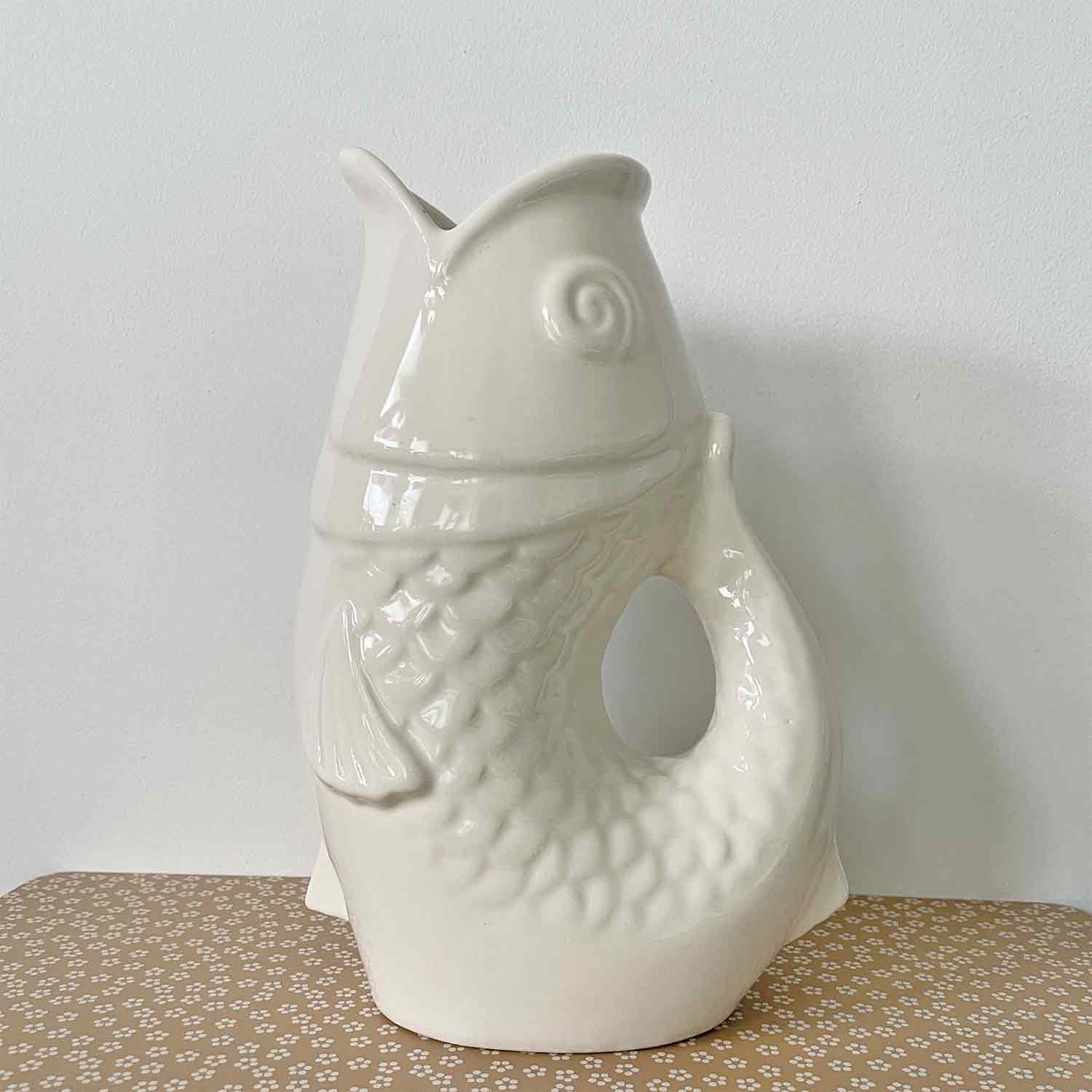 Vase jug fish large white - 2