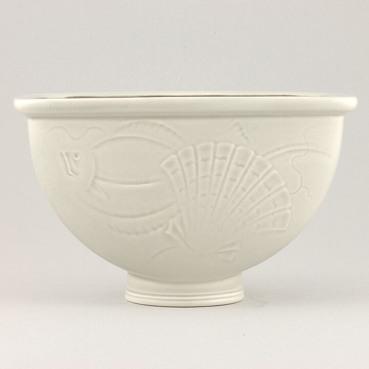 ニルス・ソーソン  Solbjergシリーズ  アールデコ調の白いボウル  海の生き物  17/10cm  1933年  #1872-1602