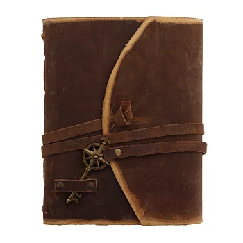 Vintage skinninbunden grimoarjournal med dekorativ nyckel handgjord läderjournal 15×20 cm - R K Handicrafts Craft Junky