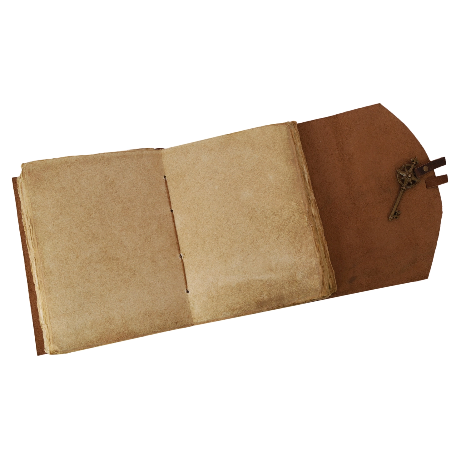 Vintage skinninbunden grimoarjournal med dekorativ nyckel handgjord läderjournal 15×20 cm - R K Handicrafts Craft Junky - 7