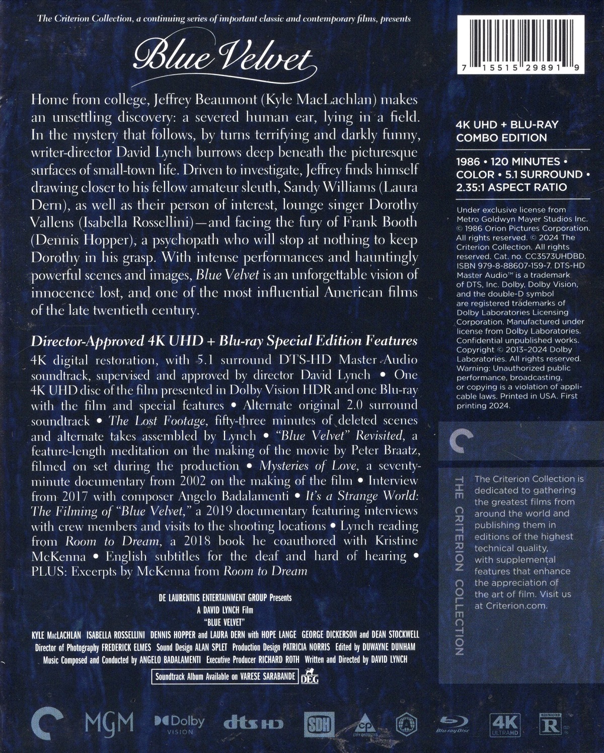 Blue Velvet (Criterion Collection) (Digipack) (ej svensk text) (4K Ultra HD + Blu-ray) - 2