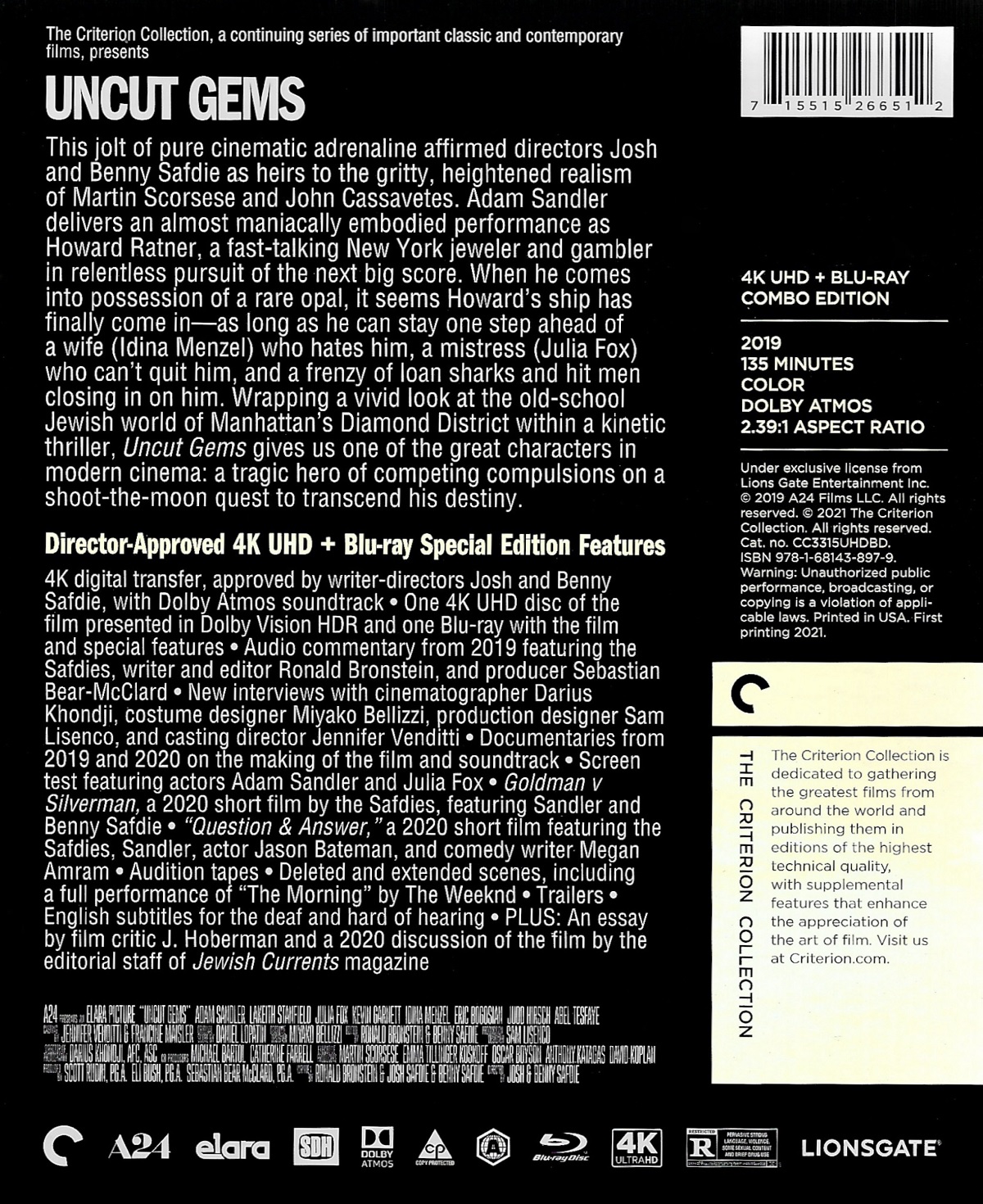 Uncut Gems (Criterion Collection) (Digipack) (ej svensk text) (4K Ultra HD + Blu-ray) - 2