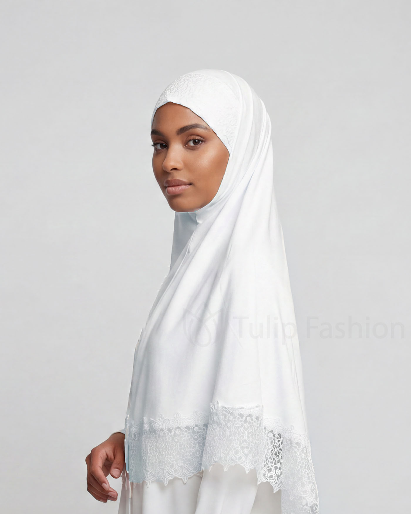 Hijab Al Amira Viscose Lace XL - White - 2