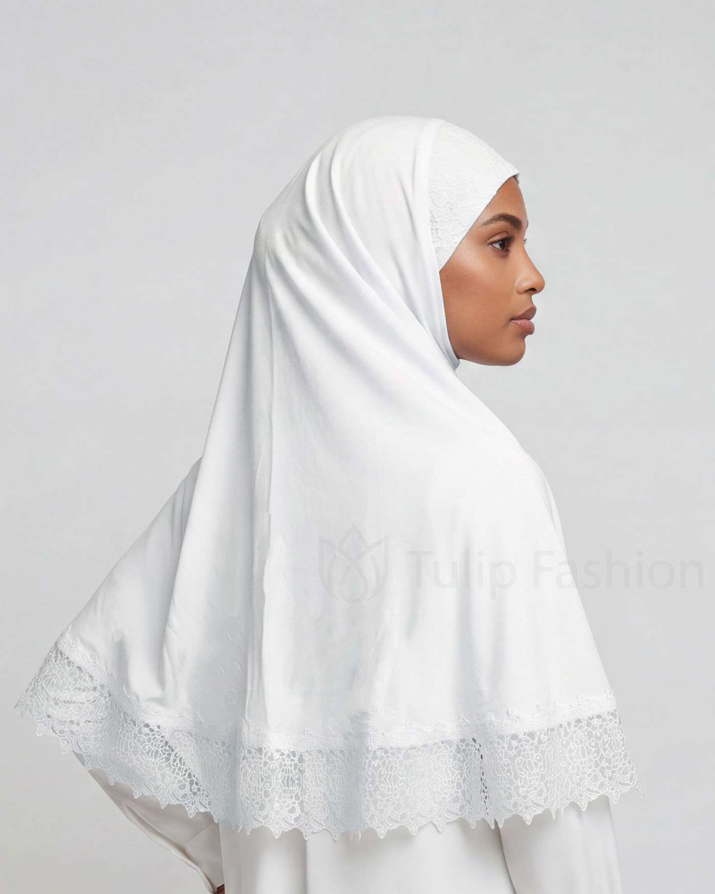 Hijab Al Amira Viscose Lace XL - White - 3