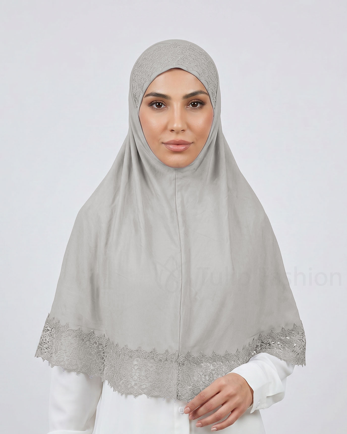 Hijab Al Amira Viscose Lace XL - Pearl White