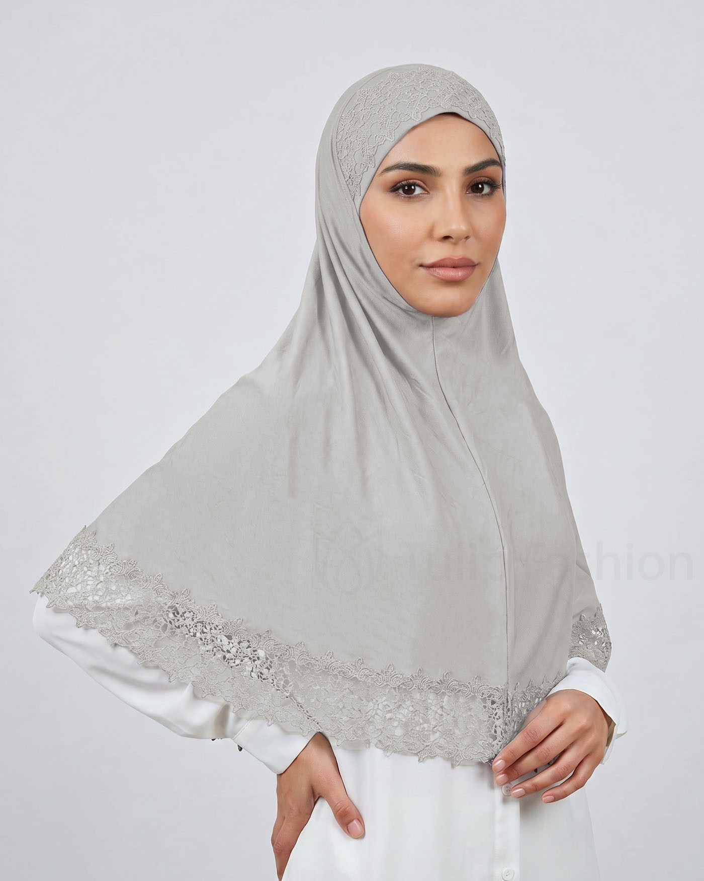 Hijab Al Amira Viscose Lace XL - Pearl White - 2