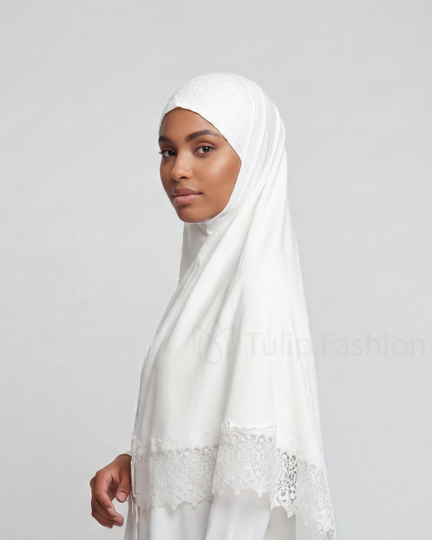 Hijab Al Amira Viscose Lace XL - Off-White - 2