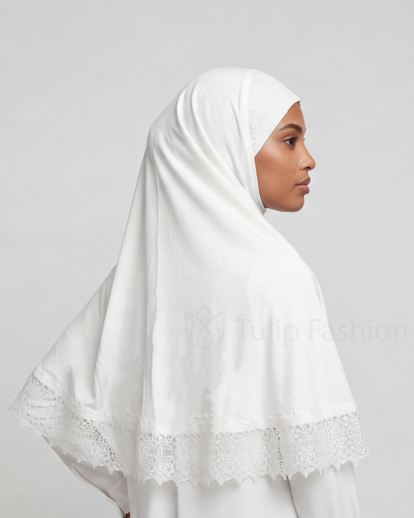 Hijab Al Amira Viscose Lace XL - Off-White - 3