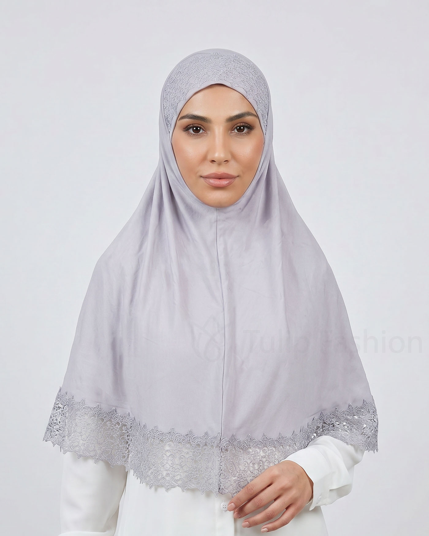 Hijab Al Amira Viscose Lace XL - Light Gray