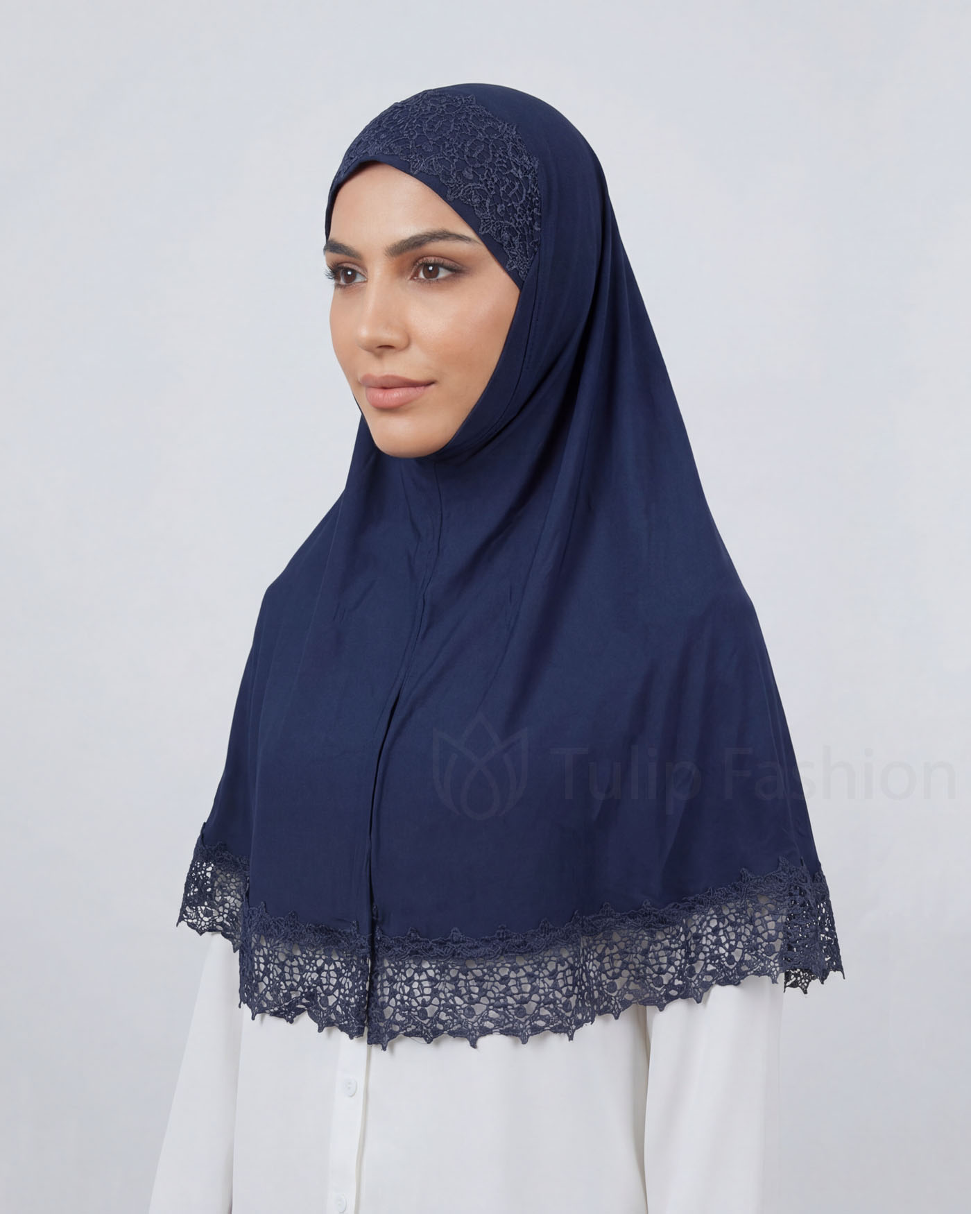 Hijab Al Amira Viscose Lace XL - Midnight Blue - 2