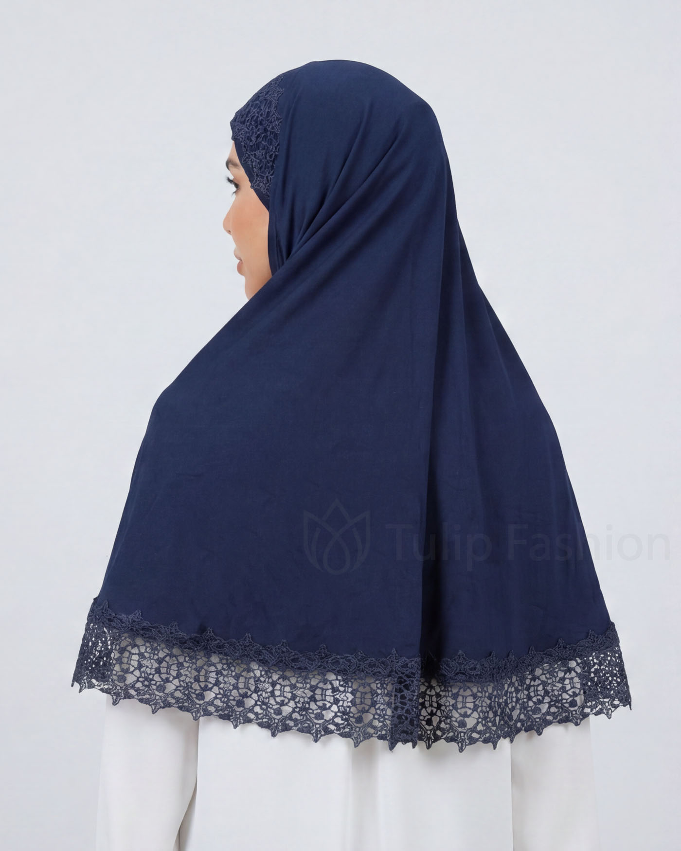 Hijab Al Amira Viscose Lace XL - Midnight Blue - 3