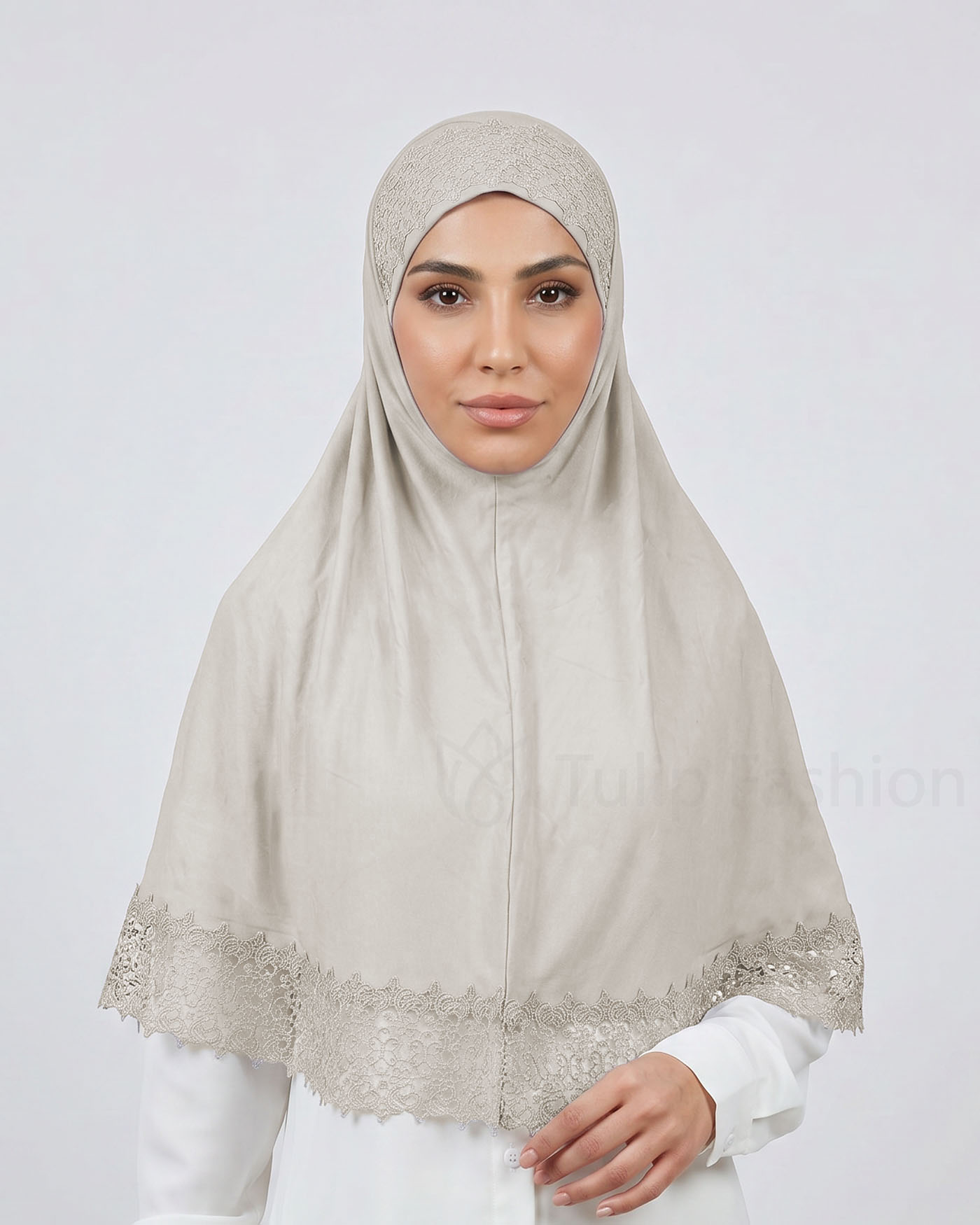 Hijab Al Amira Viscose Lace XL - Light Beige