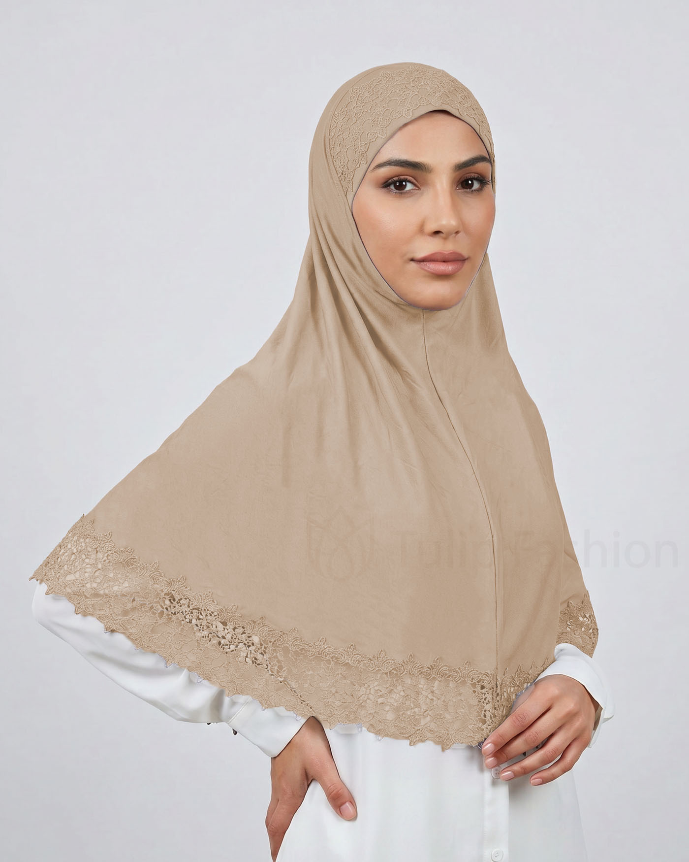 Hijab Al Amira Viscose Lace XL - Beige - 2