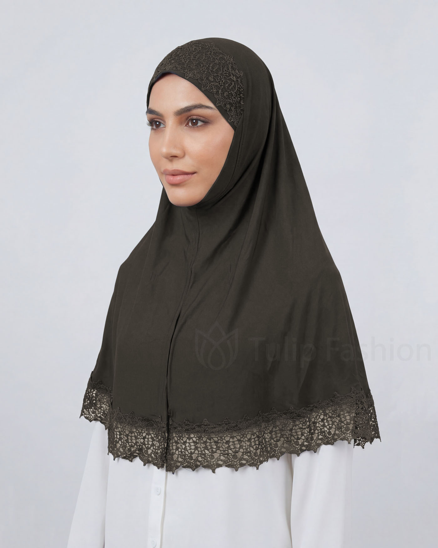 Hijab Al Amira Viscose Lace XL - Dark Brown - 2